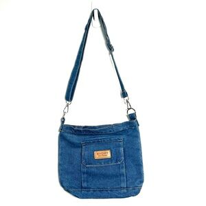 Sport Upcycled Blue Jean Denim Crossbody Bag Boho Retro NWOT